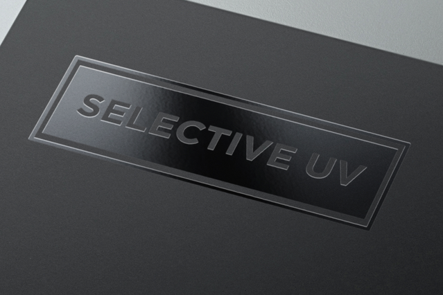 Embossed selective UV: Embossed Uv Glossy coat in sectors. Maximum Uv coverage at 10%: for larger coverage ask for a quote.