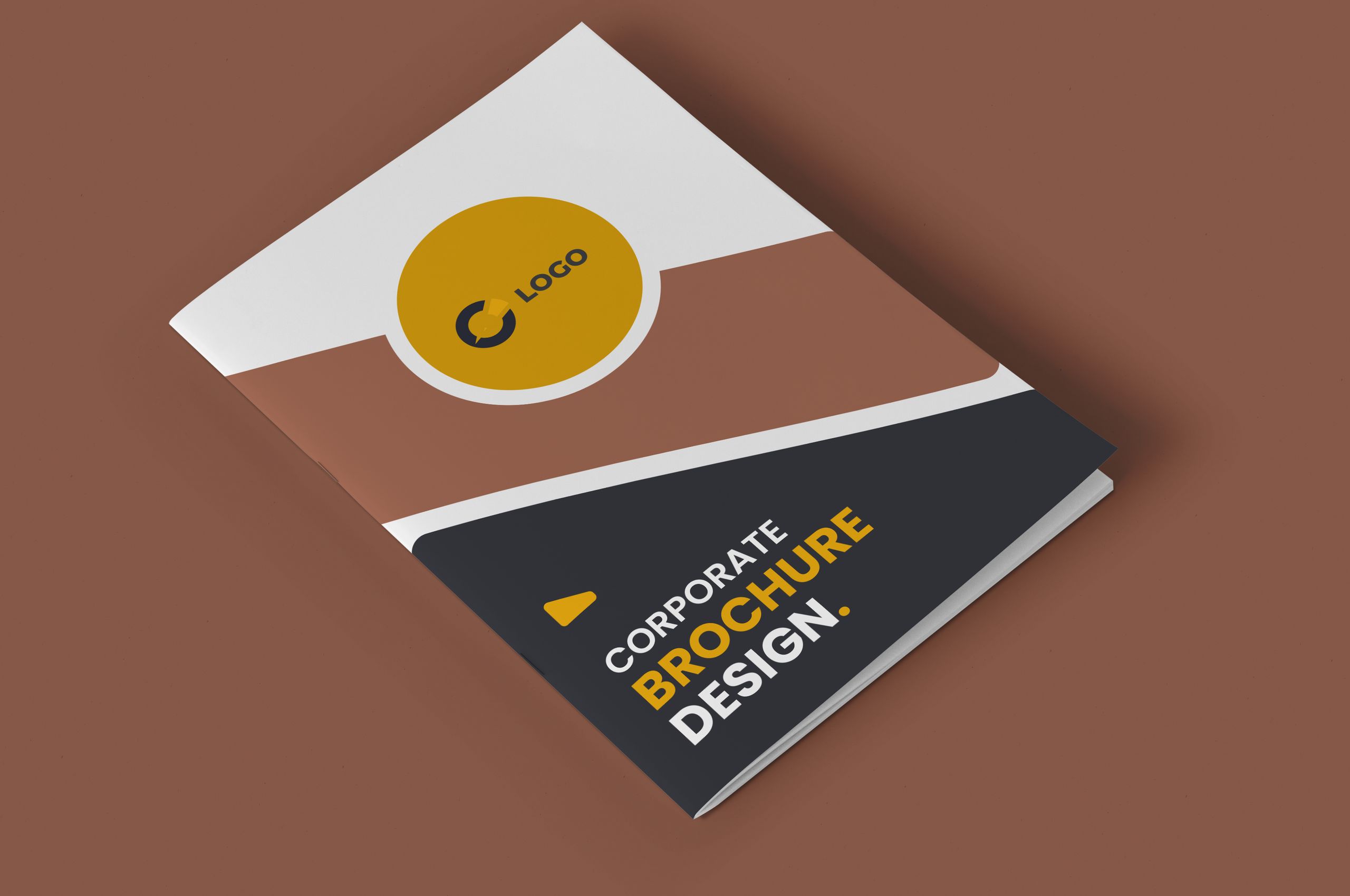 A professionally designed presentation folder featuring custom branding with a gold logo sticker and coordinated navy insert. Perfect for corporate presentations, client pitches, and branded marketing materials that elevate your business image. Print your custom presentation folder with Sprint24 for high-quality results.