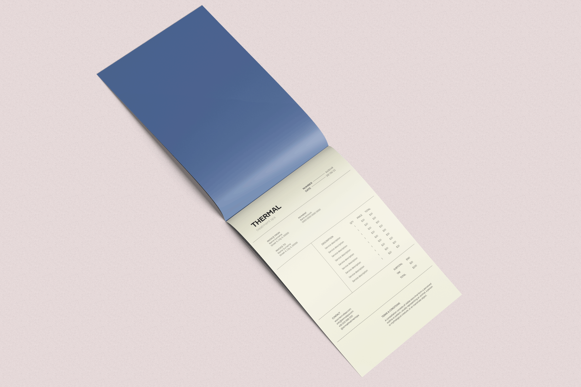 Professional thermal duplicate notepad featuring a striking blue cover and customizable pre-printed form layout. Perfect for businesses requiring carbonless copies for invoices, orders, or daily records. Sprint24's self-copying blocks deliver sharp impressions and reliable duplicates with complete personalization options.
