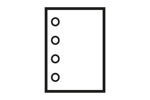 4 holes archive: The holes are distributed at 4 cm from the centre of the sheet. Suggested for A4 or bigger formats.