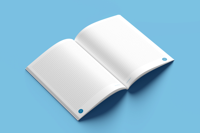 A5 Template Paperback Binding Notebooks: * From 16 to 32 sheets
* White, lined, squared or dotted pages
* A5 size