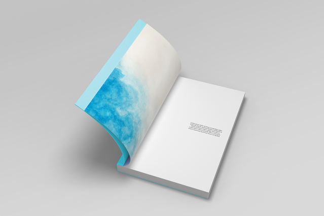 Professional flexible cover catalogue with custom artistic design in vibrant blue tones. Sprint24.
