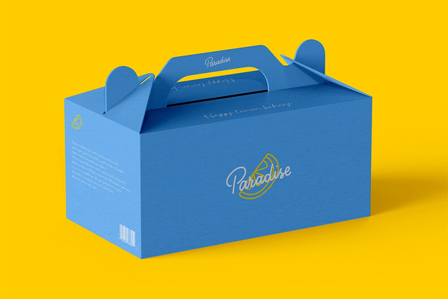 Premium blue die-cut box featuring an integrated handle for easy carrying and branding. Perfect for custom packaging of products, retail delivery, and promotional gifts with professional printed finishes. Order your custom die-cut boxes online and enjoy guaranteed quality with Sprint24's reliable printing and delivery.