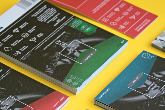 Several advertising flyers with bold graphic design in black, red, and green spread on a yellow background, featuring event and brand promotional content. The double-sided print quality demonstrates vibrant colour rendering and sharp typography. Print custom advertising flyers online quickly and affordably with Sprint24.