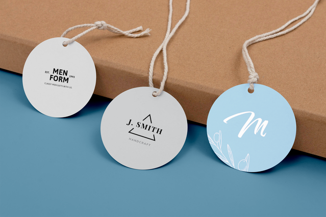Round shaped clothing tags let you personalize and brand your fashion items with custom names, initials, or logos printed on durable materials. These professional tags feature quality cord attachments, perfect for boutiques, fashion brands, and custom clothing businesses. Add a unique touch to your products while building brand identity with these versatile shaped label solutions.