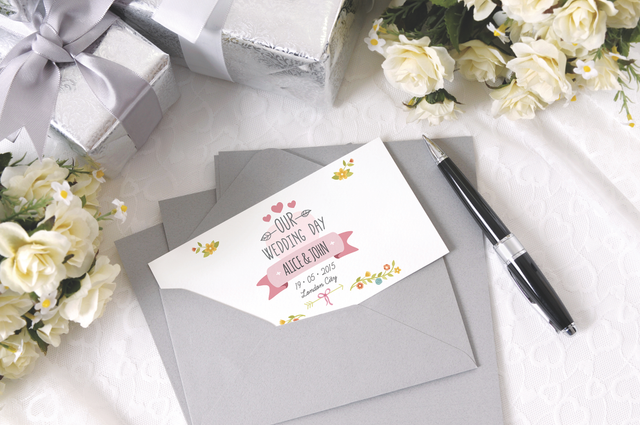 Premium printed wedding invitation with elegant floral design. Personalize your wedding stationery with refined printing and custom text. Create memorable invitations with Sprint24's quality personalization services.