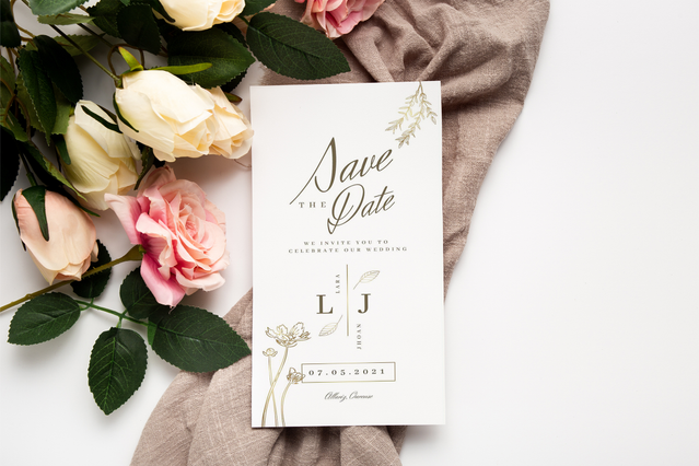 Display your wedding with this elegant save-the-date card featuring sophisticated script lettering and timeless floral styling. Perfect for announcing your upcoming celebration, this customizable invitation design combines premium online printing quality with refined aesthetics. Create personalized save-the-date cards that make a lasting impression on your guests.