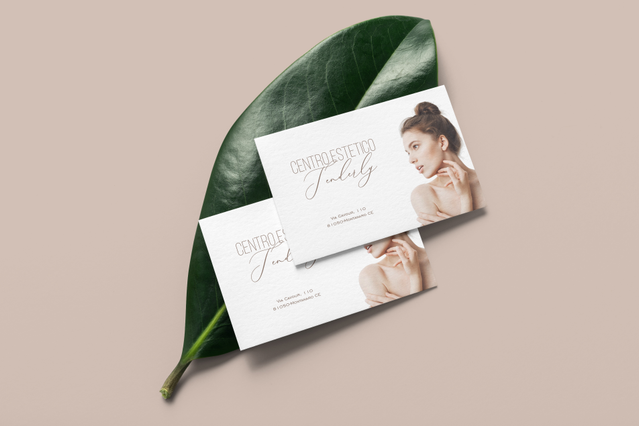 Professional business cards featuring elegant minimalist design with beauty consultant photography. Ideal for aestheticians, beauty centers, and salon professionals seeking sophisticated branding. Fully customizable with your logo and contact details for premium online printing.