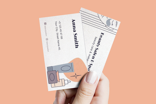 Display your esthetician brand with these professional white business cards featuring minimalist beauty and spa icons. Perfect for skincare professionals and beauty specialists looking to make a memorable first impression. Sprint24's custom printing delivers elegant designs with reliable quality and personalized touches.