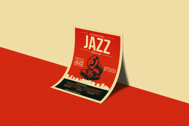 Professional glossy A5 flyer printed on 115gr paper, showcasing vibrant red design and bold typography perfect for concert and event promotion. The striking visual composition makes it ideal for music festival announcements and cultural advertising campaigns. High-quality printed material optimized for effective distribution and guerrilla marketing.