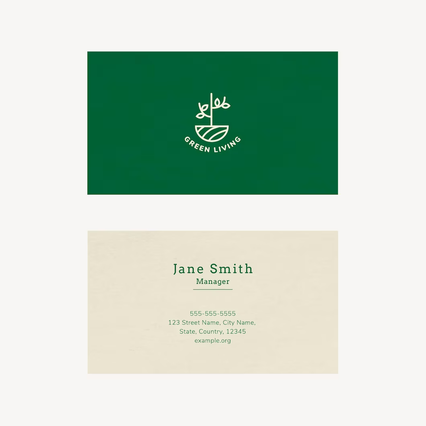 Professional business cards for agricultural enterprises featuring a contemporary green and cream color scheme with company branding. These customizable farm business cards are ideal for agribusiness managers and farm owners looking to strengthen client relationships and business credibility. Order your agricultural company business cards online from Sprint24 with premium finishes and guaranteed …