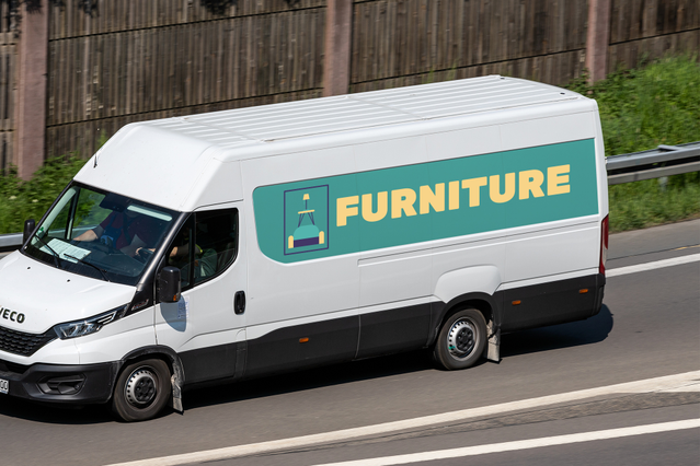 This custom van sticker demonstrates professional branding for a furniture delivery business on a commercial vehicle. High-quality, durable van stickers like this withstand harsh outdoor conditions and UV exposure while maintaining vibrant colors. Ideal for small businesses seeking to increase brand visibility and professional appearance during daily deliveries.