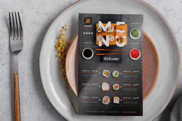 Professional laminated menus with elegant design for fine dining and casual restaurants. Sprint24.