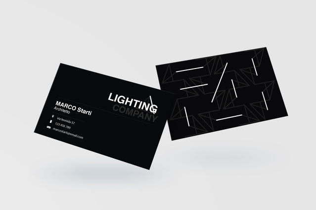 Premium black business cards featuring contemporary geometric patterns, ideal for architects and design professionals. These high-quality printed cards showcase sophisticated branding with sleek typography and elegant line work. Customize online and order your professional business cards with Sprint24's printing service at competitive prices.