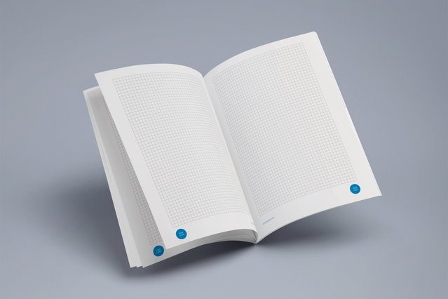 Premium A5 notebook template featuring metal staple binding and professional open-book design. Ideal for journals, workbooks, and branded notebooks. Print-ready mockup perfect for customization and bulk production.