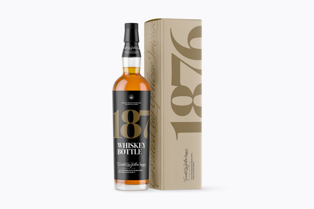 Custom printed bottle case perfect for wine and spirits packaging. This elegant kraft box features a minimalist geometric design in gold accents, protecting and presenting bottles with premium appeal. Ideal for wine shops and bars looking to enhance product value with professional branded packaging.