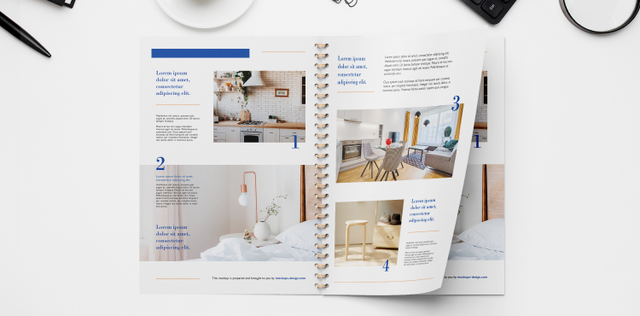 Professional spiral-bound magazine featuring stunning interior design content and home décor inspiration. This quality publication showcases beautifully laid-out pages perfect for design portfolios, editorial projects, and custom marketing materials. Create your own spiral-bound magazine online with Sprint24's customization service.