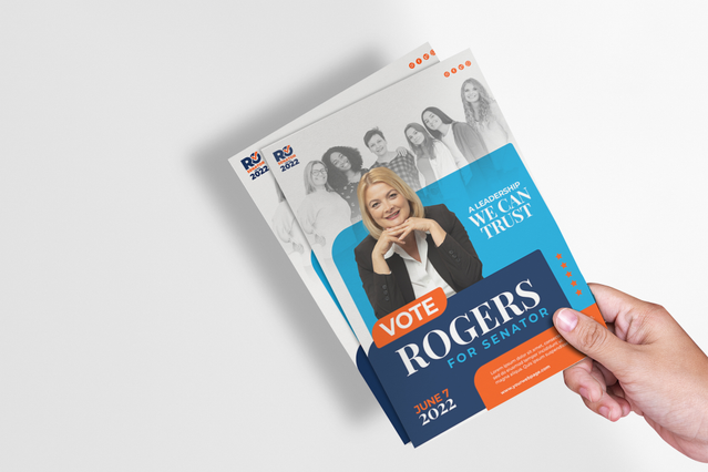 Discover our professionally printed tri-fold election flyers, perfect for political campaigns and candidate promotion. This folded campaign brochure format is ideal for distributing voter information and maximizing your campaign message. High-quality custom printing ensures your election flyer stands out and effectively communicates with voters.