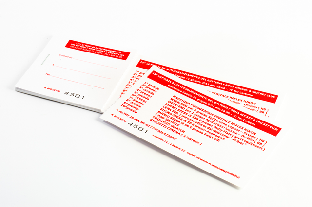 Professional numbered tear-off blocks featuring bold red design on white paper with clear perforated separations. Each block is progressively numbered for events, raffles, admissions, and lottery ticketing applications. Efficient tear-off functionality ideal for parties, fairs, and entry ticket requirements.