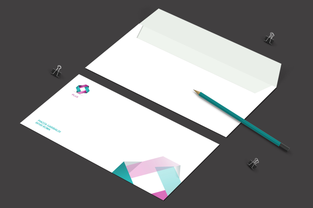 Create personalized white envelopes with vibrant Pantone color printing. This professional envelope showcases modern geometric patterns in multiple colors, perfect for customizing your business correspondence. Ideal for branded office envelopes and unique postal communications.