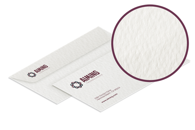 Tintoretto Neve envelopes feature a premium textured finish perfect for personalized color printing. Customize and order online for special occasions, professional correspondence, and distinctive branding. Choose from various printing options including low relief texture effects.
