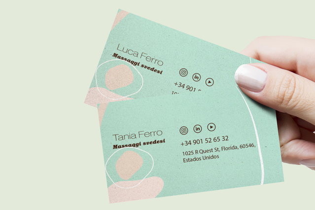 Masseur Business Cards: Personalized Printing: Order personalized masseuse business cards online with Sprint24! The online print shop that simplifies high-quality printing and ensures certain deliveries.