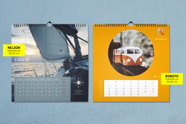 Online printing Wall Calendars - template 7 sheets: * Choose your template
* For cabinets, homes etc.
* Easy to customise!